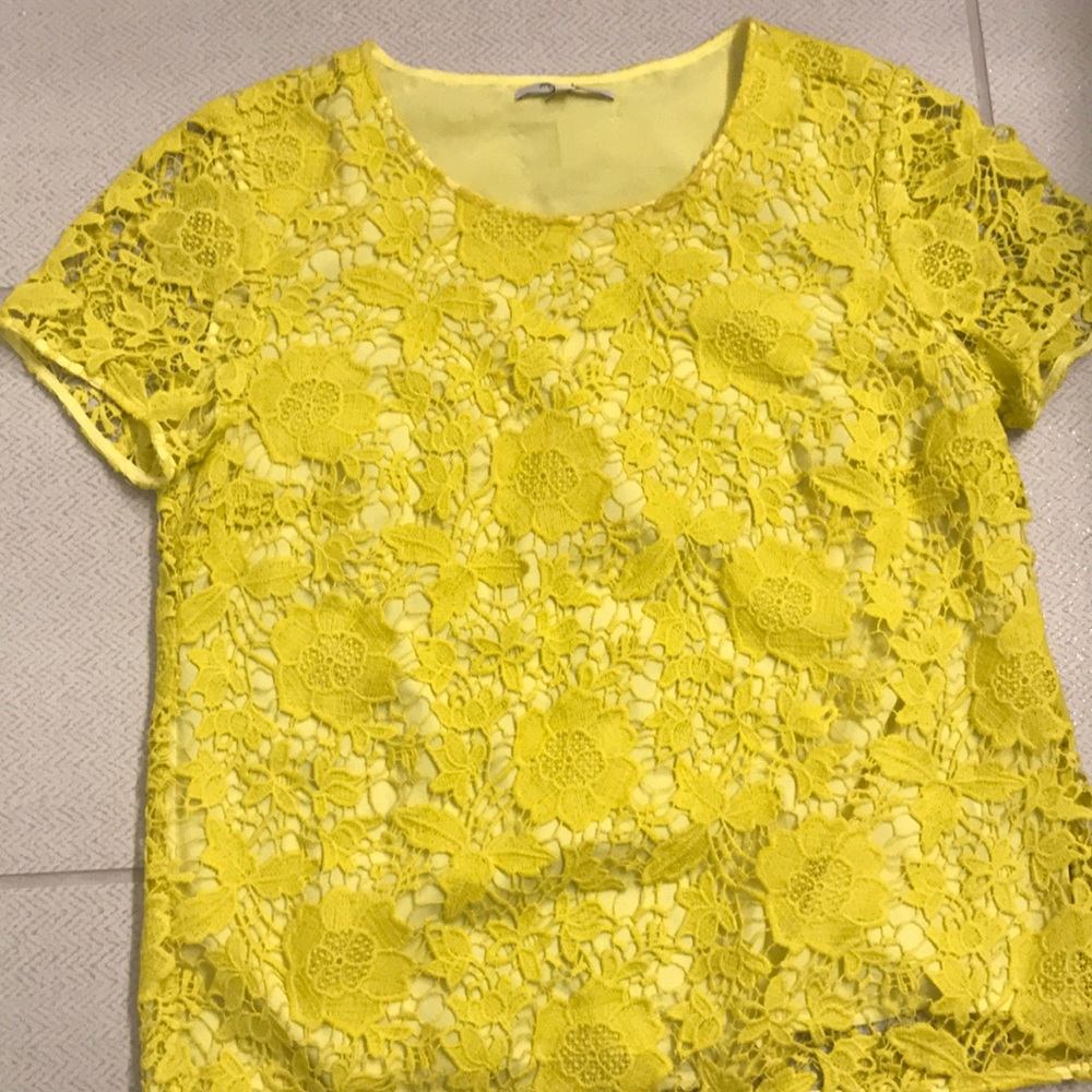Madewell lace yellow top